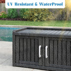 2-Tier Storage Bench, Waterproof UV-Resistant Outdoor Shoe Storage Cabinet with 2 Doors & Adjustable Shelves for Indoor Outdoor Entryway, Hallway, Living Room (Black)