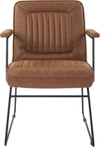 OSP Home Furnishings GT Faux Leather Accent Chair with Padded Armrests and Metal Frame, Sand