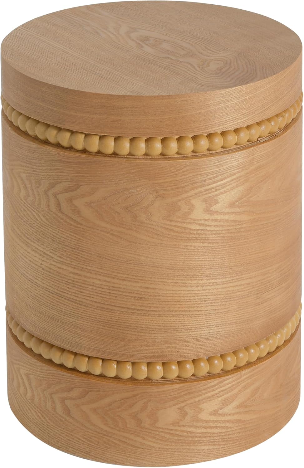 Christopher Knight Home Annie 20.28'' Wood Small Side Table, Bedside Table with Wooden Beads Accent, Round End Table for Living Room/Bedroom/Small Spaces, No Assembly Plant Stand Indoor, Natural
