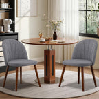 Fabric Dining Chairs Set of 4, Upholstered Mid Century Modern Dining Chairs, Armless Accent Chair with Walnut Wood Legs for Kitchen, Living Room, Dining Room, Grey