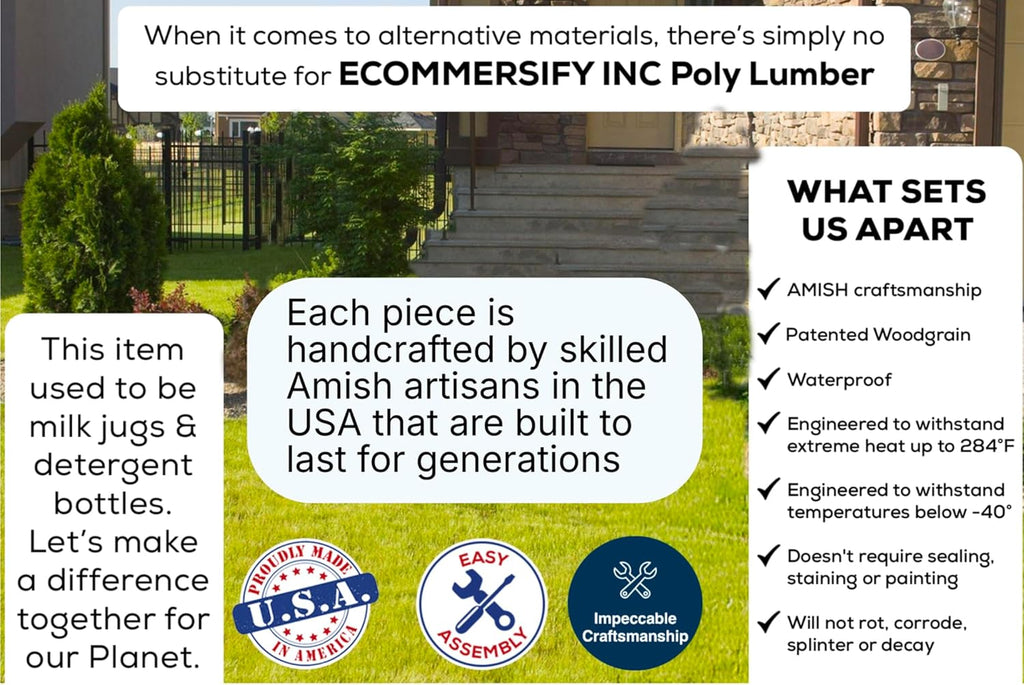 Amish Craftsmanship Made in USA 2FT Heavy Duty Poly Lumber Wood Porch Glider Premium Colors HDPE with No wood fibers Lancaster Series Rollback design 500 lbs Limit With Cupholders Solid-Green