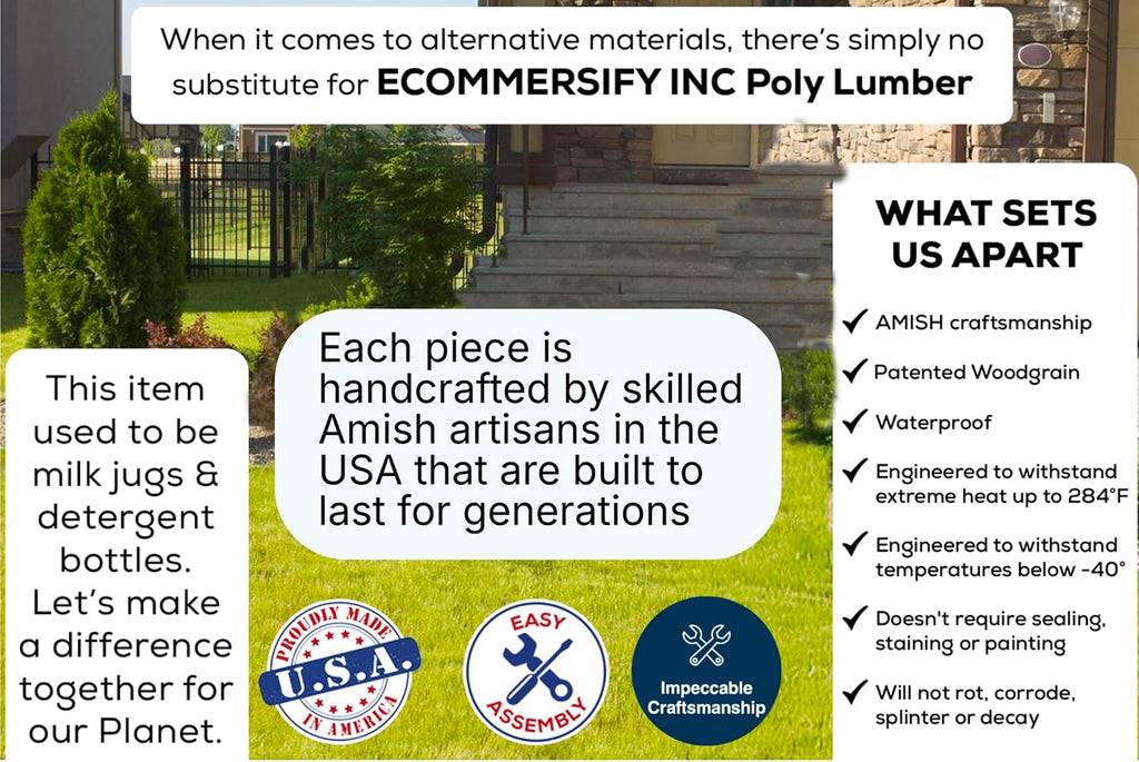 Amish Craftsmanship Made in USA 2FT Heavy Duty Poly Lumber Wood Porch Glider Premium Colors HDPE with No wood fibers Mission English Series design 500 lbs Limit With Cupholders Solid-Red