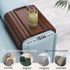 Sofa Arm Tray,Bamboo Folding Couch Arm Tray,Sofa Armrest Tray with Anti-Slip Pad for Drinks,Snacks,Phone,Remote Control（Brown）