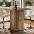 Tribesigns 39.37" Bar Height Table, Square Pub Table with Built-in Metal Footrest Ring, Sturdy Bistro Design for Kitchen, Home Bar, Small Space, Rustic Wood Grain