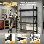 CAMMOO 72''W Heavy Duty Storage Shelves, 6000LBS Metal Garage Shelving Unit with Magnetic Label, Upgraded Structure, Solid Steel Industrial Rack, Easy Assembly for Basement, 72''W x 24''D x 72''H