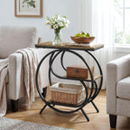 Tribesigns 3-Tier End Table, Industrial Side Table for Living Room, Small Rectangle Nightstand for Bedroom (1PC, Rustic Brown & Black)