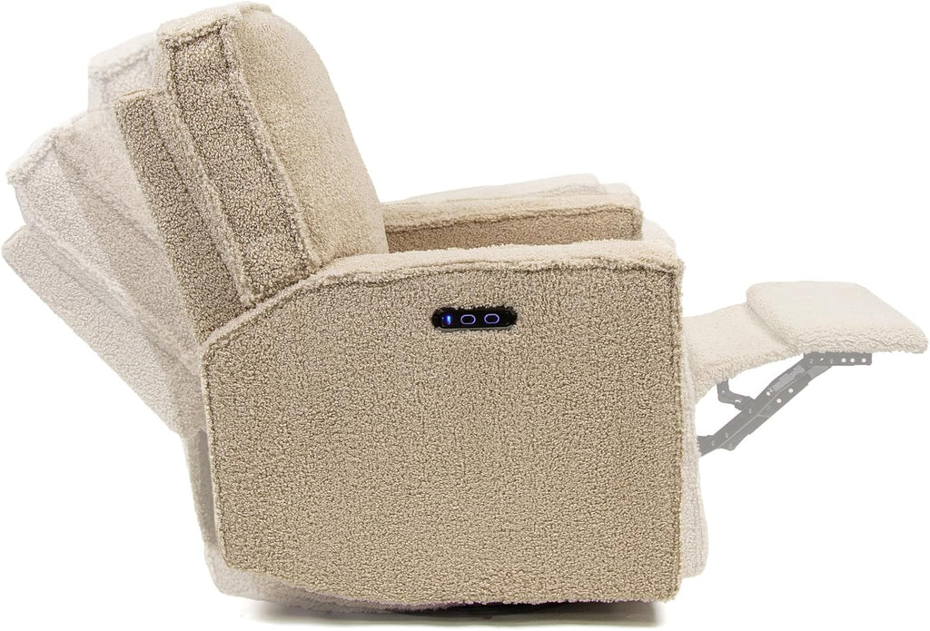 Storkcraft Texas Nursery Power Recliner Swivel Glider – Oeko-TEX 100 Certified, Nursery Rocking Chair with Push-Button Electronic Recline Function, USB-A and USB-C Charging Ports (Vanilla Sherpa)