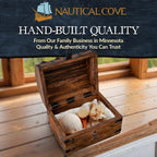 Nautical Cove Wooden Pirate Treasure Chest with Lock & Skeleton Key Small | Handmade Wooden Storage Box Kids Treasure Chest For Jewelry, Coins, Trinkets, Keepsake Gifts, Decor