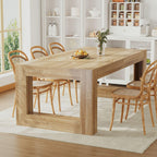 Dinner Table for 6-8 People, Kitchen and Dining Room Furniture, 78.7" Conference Desk Table with Sturdy Pedestal Base, Large Rectangular Tables for Kitchen, Dining Room, Natural