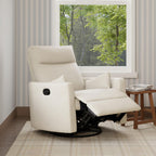 Davinci Atlas Upholstered Recliner and Swivel Glider in Vanilla | Nursery Glider Chair with High Back, Padded Armrests, and Bolster Pillows | Smooth Recline for Nursing and Feeding