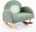 JOYMOR Kids Chair, Teddy Fleece Toddler Rocking Chair with Solid Wood Legs, Anti-Tip Design, Kids Sofa for Nursery, Playroom, Green