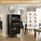 51.2" H Home Coffee Bar Cabinet with 3 Drawers & Open Shelves, Freestanding Liquor Cabinet Storage, Modern Buffet Sideboard, Wine Rack Cabinet, Coffee Station for Kitchen Dining Living Room