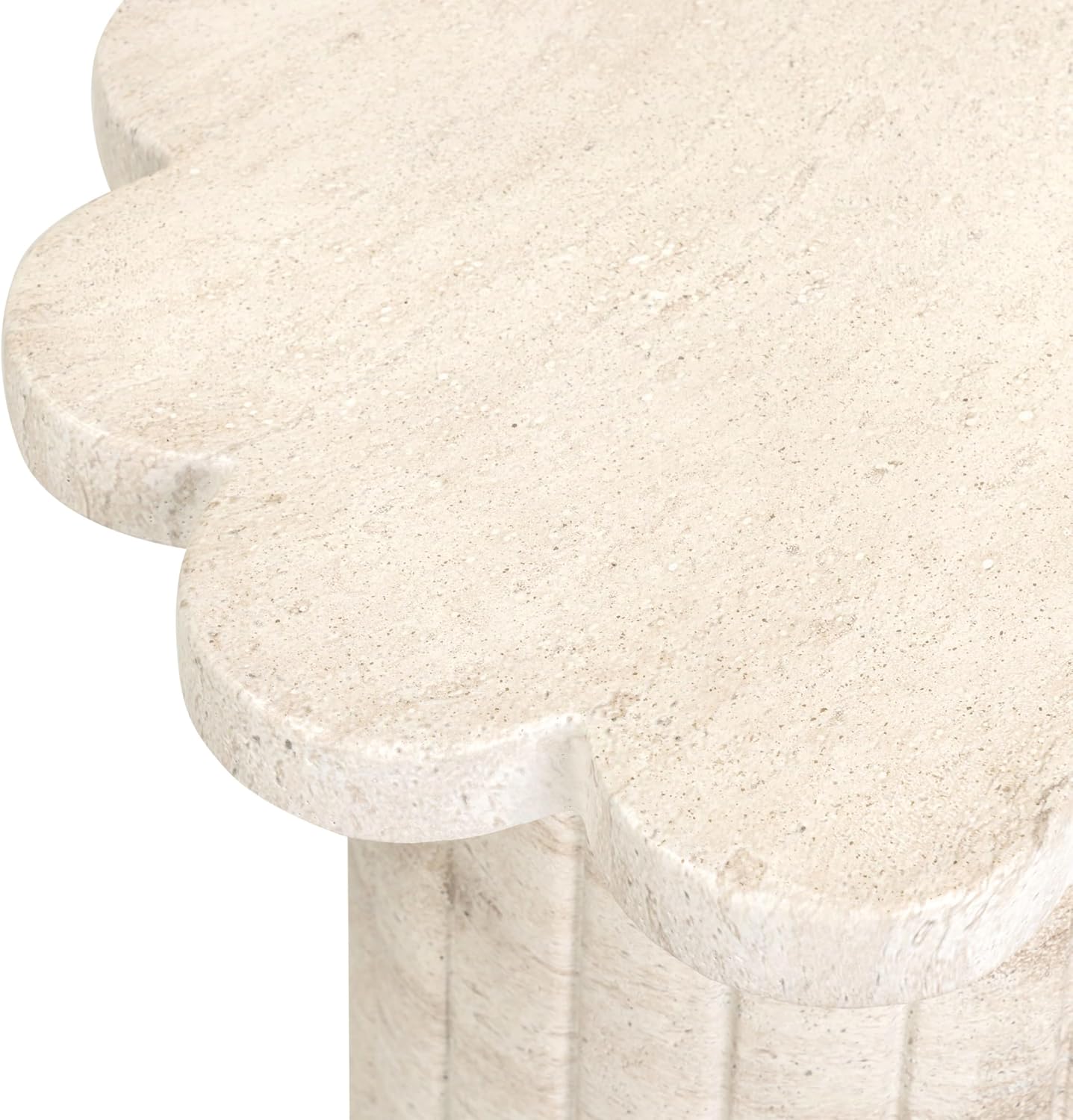 Tov Furniture Blossom Faux Travertine Indoor/Outdoor Concrete Side Table