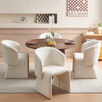 Homedot Dining Chair Upholstered Set of 4,Stylish Accent Barrel Side Chairs Cozy Sofa Chairs Teddy Velvet Comfortable Armchairs for Bedroom Reading Room Waiting Room Kitchen Dining Room