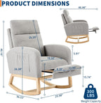 Modern Nursery Rocking Chair, Teddy Upholstered Rocking Chair with Footrest, Comfortable Rocker Recliner with Side Pocket, Rocker Glider for Living Room, Bedroom, Nursing Room