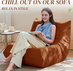 Bean Bag Chair, Fireside Chair Bean Bag Sofa for Adults, Bean Bag Chairs for Teens with High-Resilience Foam, Memory Foam & Non-Slip Base Bean Bag for Living Room, Bedroom, Office (Suede,Burnt Orange)
