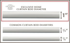 EXCLUSIVE HOME Torch 1" Curtain Rod and Coordinating Finial Set, Matte Silver, Adjustable 66"-120"