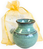 Handmade Dandelion Flower Pot for New Mommy to Be - Miniature Pottery Vase for Baby Shower Favor Presents Green (Miniature Vase w/Gift Bag)