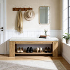 Tribesigns Upholstered Entryway Bench, 47-Inch Long Farmhouse End of Bed Bench with Padded Seat and MDF Frame, Rustic Indoor Cushion Seat for Entrance, Hallway, Bedroom