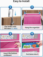 JARLINK Over The Door Organizer Storage, 5 Shelf Hanging Door Organizer with 5 Large Capacity Pockets, Anti Tilt 44 lb Load Behind Door Storage for Bedroom, Bathroom, Pantry, Nursery, Rose Pink