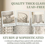 WRINGKIT Set of 3 Embossed Glass Vase, 7'' Clear Vases for Flowers Centerpieces, Wide Mouth Pedestal Vase with Big Base, Cylinder Candle Holder Glass Bouquet Vases for Table, Wedding Home Decor