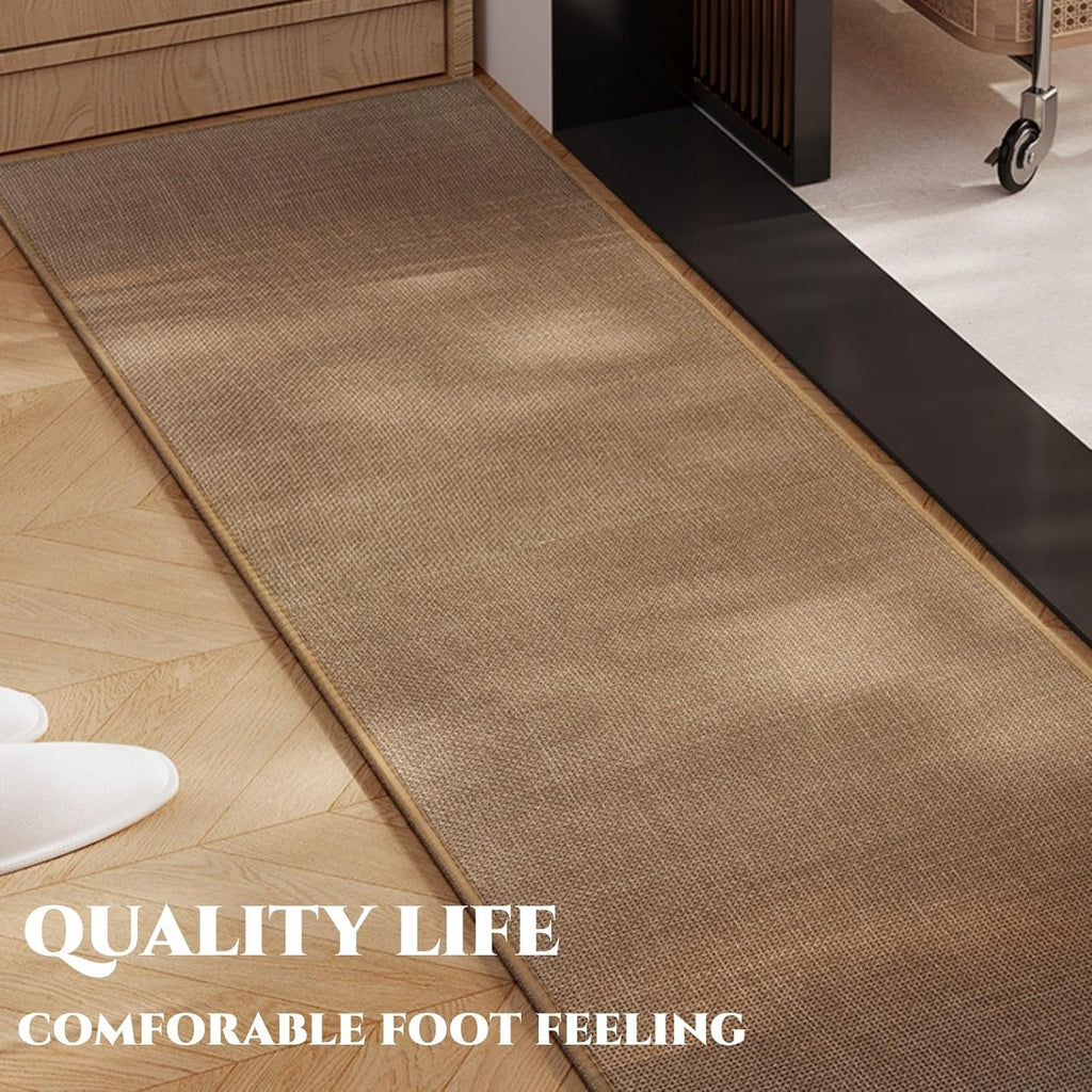 Super Absorbent Bath Runner Mat, Non-Slip Bathroom Rug, Long Narrow Floor Carpet for Shower, Machine Washable (Taupe, 12''X47'')