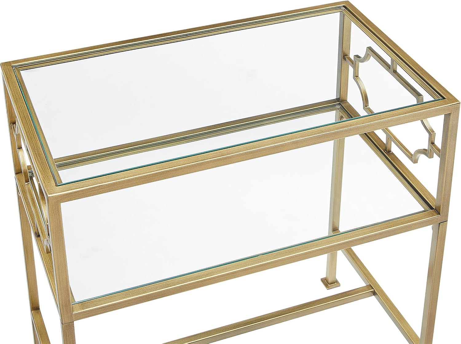 Gretna Rectangular Antique Gold Metal and Glass Accent Table
