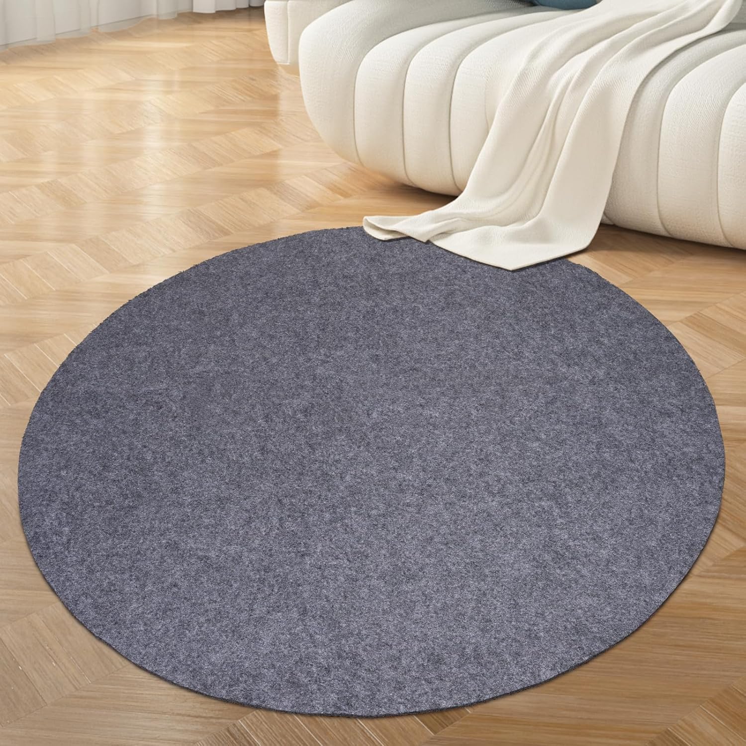 Waterproof Rug Pad Round 1/4Thick Waterproof Non-Slip Rug Pad,Pad for Hardwood Floors,Rug Pads for All Floors and Finishes, Keeps Carpets in Place Soft and Safe（5FT）