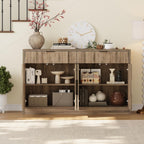 ONBRILL 61" Sideboard Buffet Cabinet with Storage, Large Coffee Bar Cainet with Doors and Drawers, Wood Credenza Console Cabinet Buffet Table for Kitchen Living Room Entryway (Washed Grey)