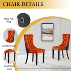 5-Piece Glass Dining Table Set for 4, Include 36" Round Tempered Glass Kitchen Table and 4 Orange Black High Back Chairs for Dining Room, Living Room (Gold Table Legs)