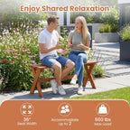Tangkula Outdoor Wood Bench Backless, Patio Dining Bench with Teak Oil Finish & Slatted Seat, X-Shaped Frame, Farmhouse Wooden Bench Plant Stand, Outside Bench for Porch, Garden, Entryway (1)
