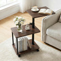 Modern Farmhouse Rolling Side Table with Wheel for Living Room, Adjustable Height Swivel End Table for Different Seating Types, Ideal for Couch, Sofa, Recliner and Living Room, Walnut-Look