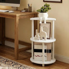 Furinno Turn-N-Tube Side Table, 3-Tier Round End Table, Half Round Top Panel Night Stand, Nightstand, Bedside Table with Open Shelf, for Living Room, Bedroom, Plain White