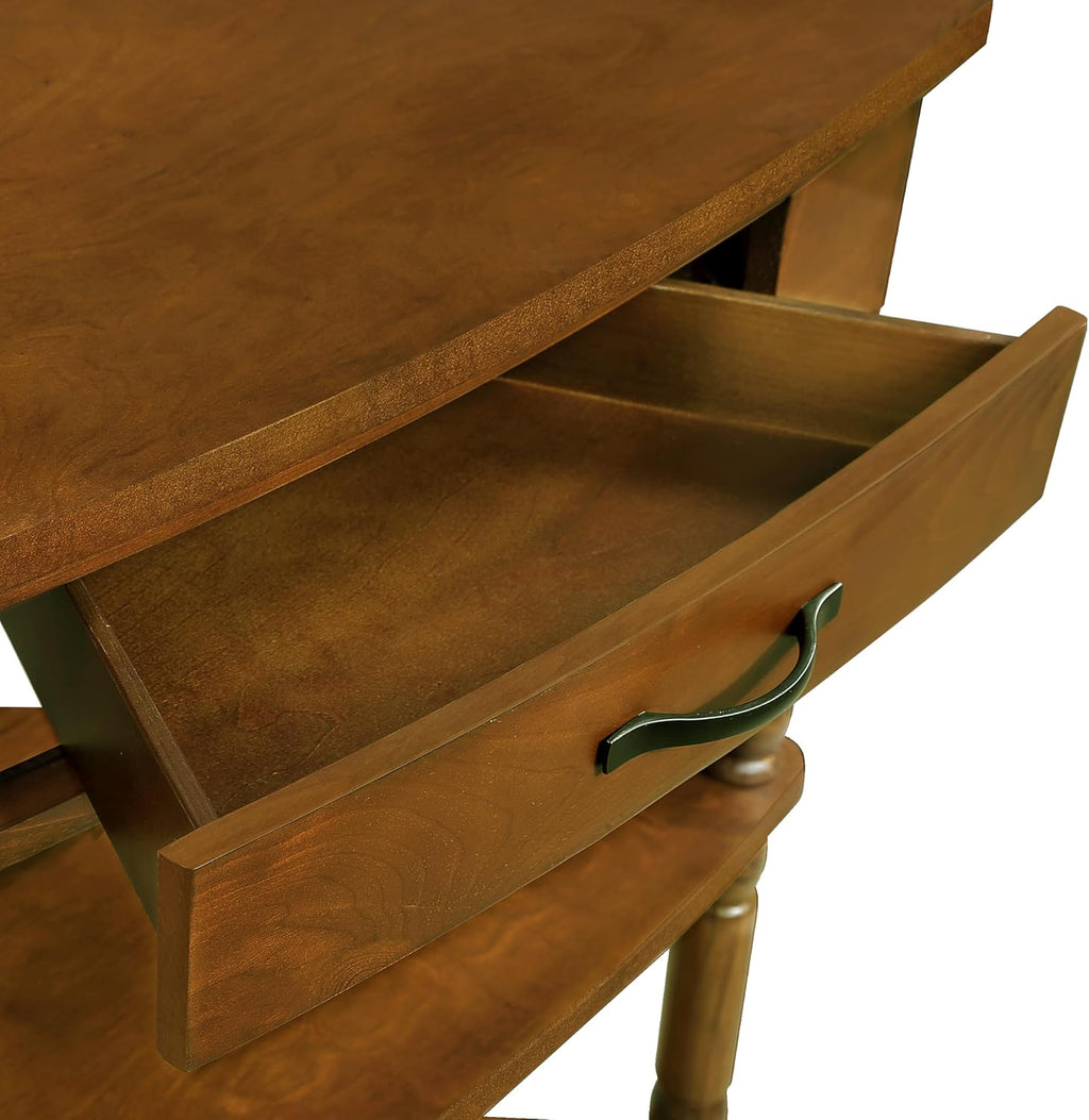 LKTART 33.86'' Corner Table, 3 Tier Space with Drawer for Storage, Solid Wood End Corner Table for Small Space, Triangle Corner Side Table for Living Room,Brown
