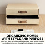 Bigso Birger 2 Drawers - Desktop Drawers for A4 and Letter Size Papers and Documents - Tabletop Drawers with Leather Handles - 13.1 in x 10 in x 5.7 in - Cream