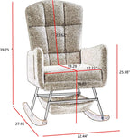 Grey Teddy Rocking Chair Outdoor Adulto Bedroom Nursery Indoor Wooden,A3 | Soft teddy fabric surface, high backrest, well-placed armrests, easy assembly with detailed instructions