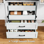 iPormis 71" Tall Kitchen Pantry Storage Cabinet w/Adjustable Shelf, Door Shelves & Large Drawers, Freestanding Kitchen Cupboard for Dining Room/Living Room, White