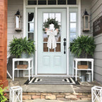 2 Pcs White Wreath Sash for Front Door Linen Wreath Ribbon Bow for Yard Porch Garland Home Decor