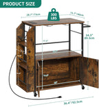 YITAHOME Kitchen Island Cart with Power Outlet, 36 Inch Mobile Kitchen Cart with Open Shelves, Rolling Portable Serving Utility Carts on Wheels with Storage for Kitchen, Dining Room, Brown