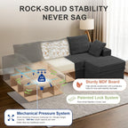 107'' Modular Sectional Sofa, Deep Seat Boneless Couch with Storage | Oversized High-Back for Living Room & RV | With Ottoman | High Density Foam & Corduroy | Tool-Free Assembly | Cozy Dark Gray