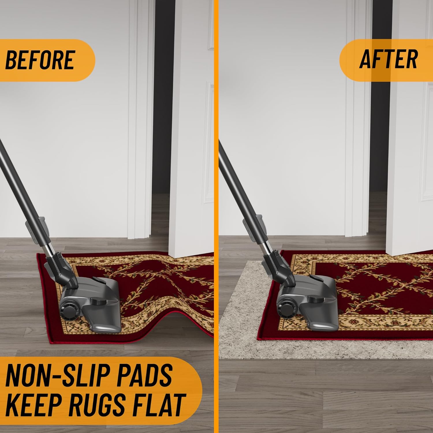 Ottomanson Non Slip Rug Pad Grip 3x9 1/8 Thick, Protection for Any Flooring Surface, Keep Your Runner Rug and Area Rugs in Place, 2'7" x 9', Beige