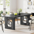 71'' Large Dining Table for 6 to 8 People, Modern Rectangular Kitchen Table, Dinner Table Furniture with Metal Legs for Dining Room, Living Room, Banquet, Home, Black