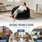 Hobestluk Adult Bean Bag Chair Giant Beanbag with Filling Living Room 3FT | Black Large Big Oversized Bean Bag Chair Memory Foam Filling Machine Washable Fluffy Cover Bedroom Dorm Reading Gaming