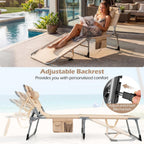 GYMAX Tanning Chair with Face Hole, Sun Bathing Lounge Chairs for Outside with Side Pocket, Folding Portable Face Down Layout Tanning Chair Beach, Backyard, Poolside, Lawn (Sand,1)