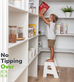 OCODILE 2-Step Wooden Step Stool for Toddlers | Kids Stool for Bathroom Sink & Kitchen Use | Non-Slip Step | Wooden Stool for Children Ages 2+ Years White