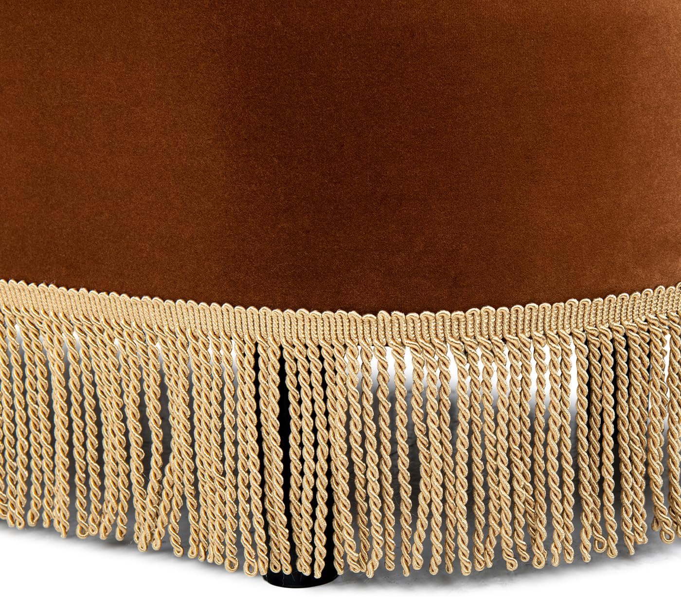 Jennifer Taylor Home 48.5" Oval Tufted Bullion Fringe Storage Bench, Burnt Orange Performance Velvet