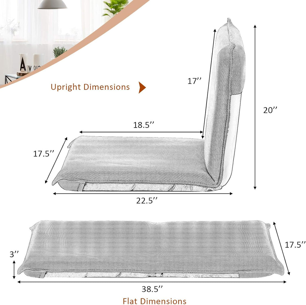 Giantex Adjustable Mesh Floor Sofa Chair, 6-Position Multi-Angle Padded Floor Chair, Cushioned Back Support Versatile, Video Game Chairs for Meditation Seminars Reading TV Watching or Gaming