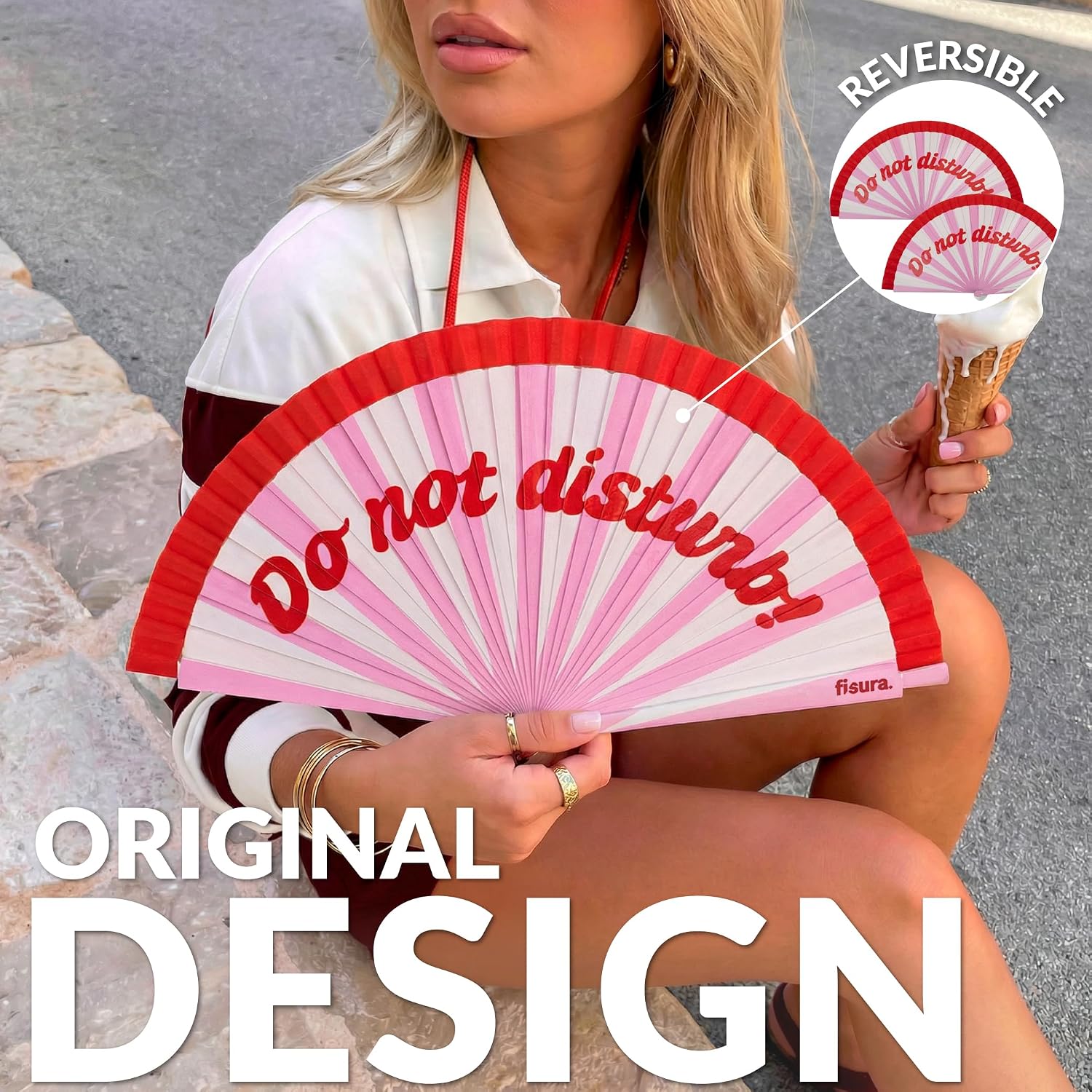 Fisura – Original Reversible Folding Fan.Wooden Handheld Fan for Women. Accessory.