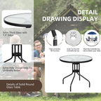 Vongrasig 6 Pieces Folding Patio Dining Set, All Weather Small Metal Outdoor Table and Chair Set, Garden Patio Furniture Set w/Umbrella, Glass Table & 4 Folding Chairs for Lawn, Backyard, Blue