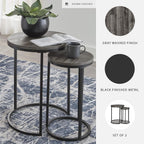 Signature Design by Ashley Briarsboro Urban Industrial Nesting Accent Table Set, 2 Count, Black & Gray